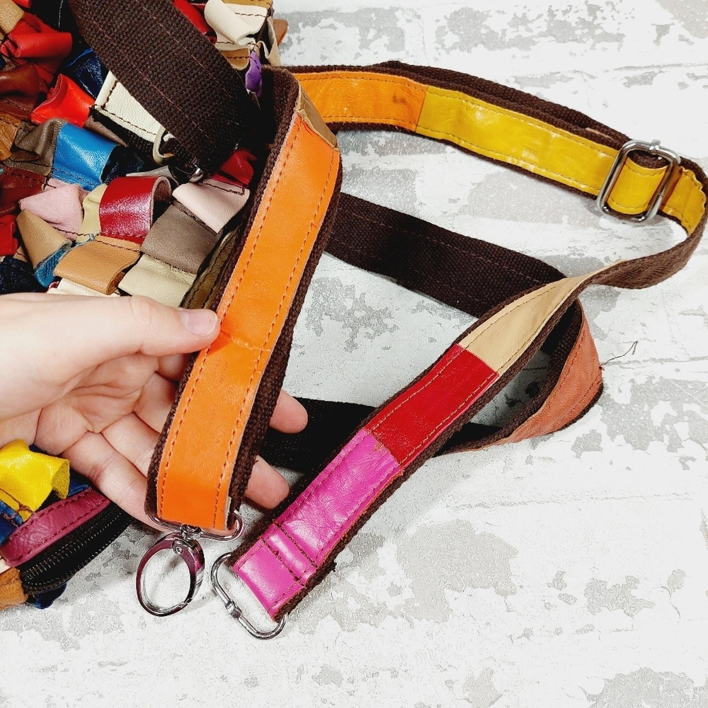 Boutique Leather Multicolor 2 Straps Hand Bag 1143 - Picture 12 of 14